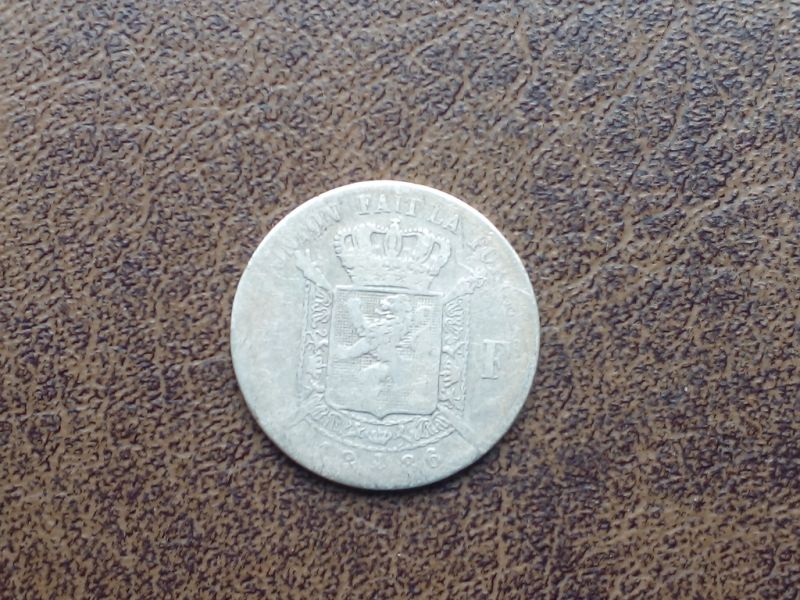  Срібло 1 франк 1886-го року королівство Бельгія 