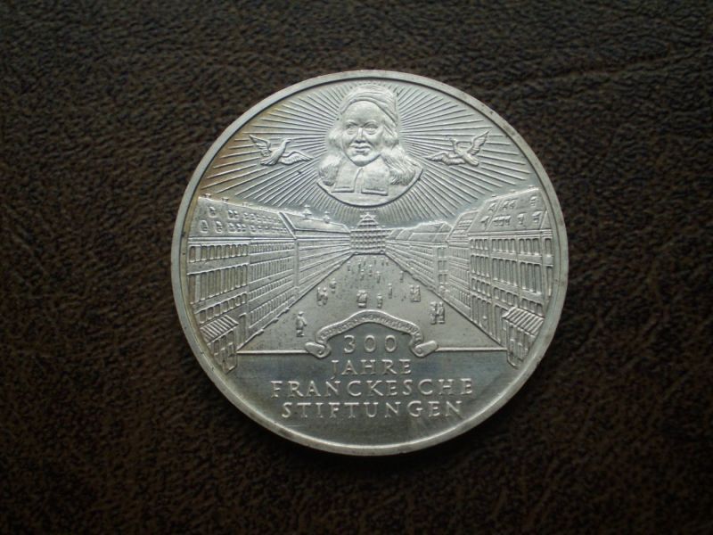 Срібло 10 марок (300 років Франкському благодійному фонду) 1998-го року