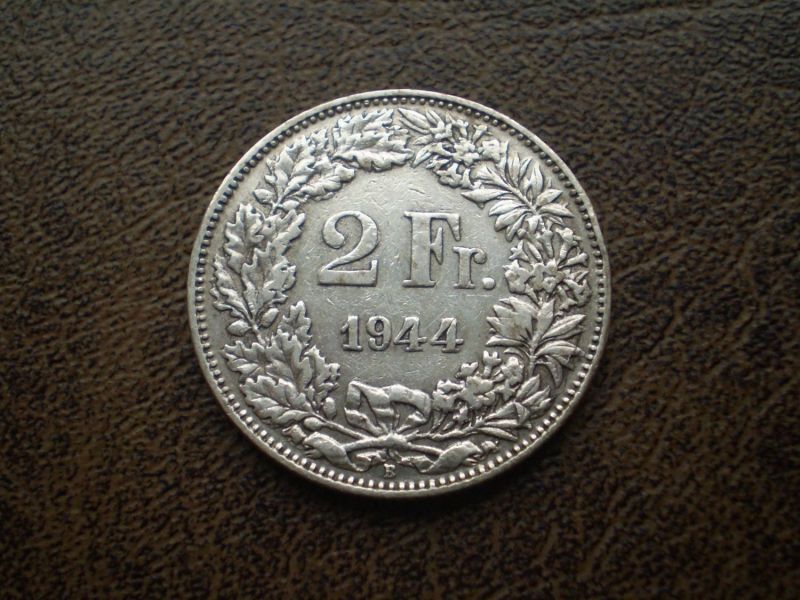 Срібло 2 франки 1944-го року Швейцарська конфедерація