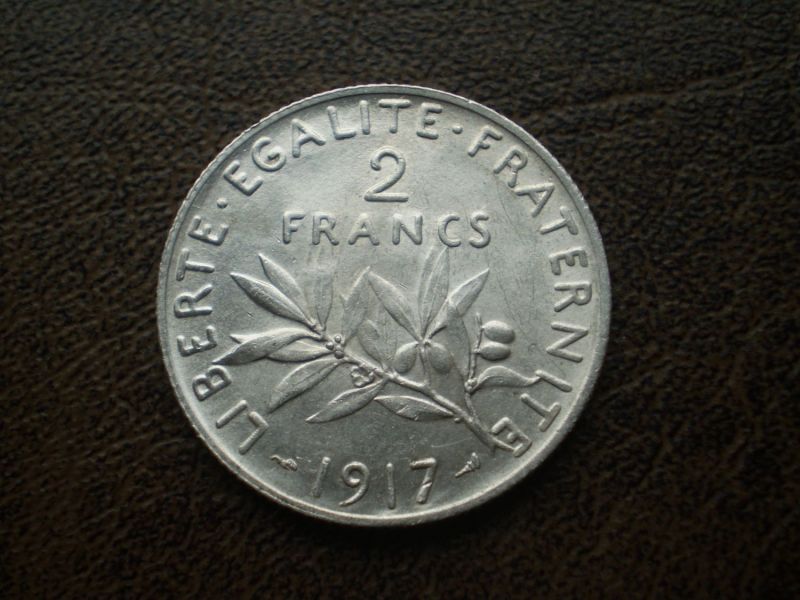  Срібло 2 франки 1917-го року Франція 