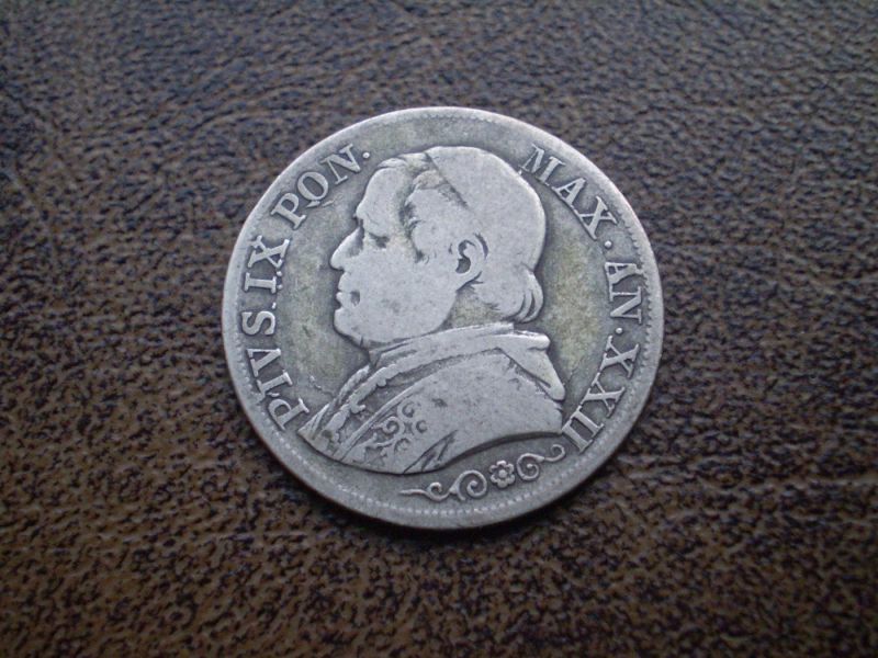  Срібло 1 ліра 1867-го року Папська область 
