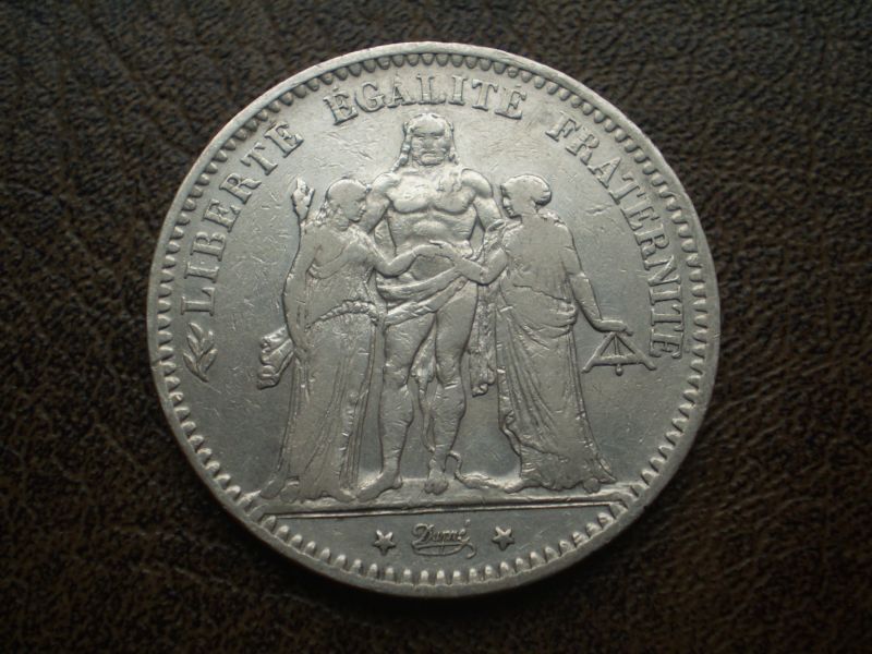 Срібло 5 франків 1876-го року республіка Франція