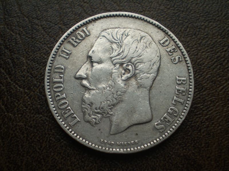 Срібло 5 франків 1876-го року королівство Бельгія 