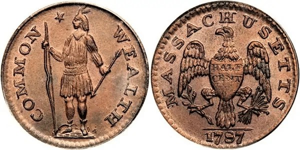 Монета колонії Массачусетс ½ цента 1787 р.